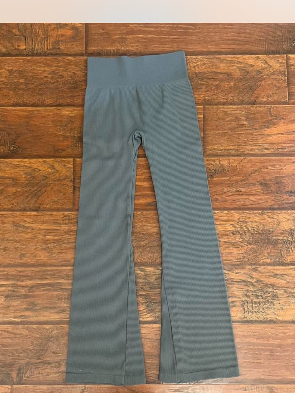 Women's High-Waist Ribbed Flare Pants - Slate Blue